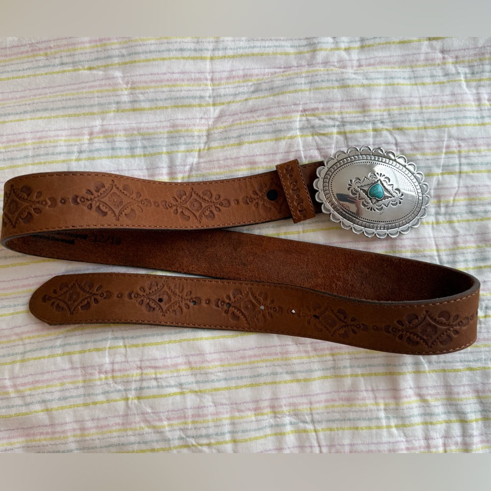 Justin Boots Brown and Silver Western Belt